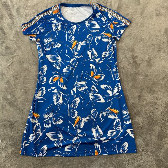 Adidas x Farm Rio Blue Tropical Dress Women's LARGE - Picture 1 of 6